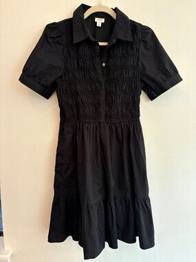 J. Crew Factory Smocked Shirtdress Size Small Black